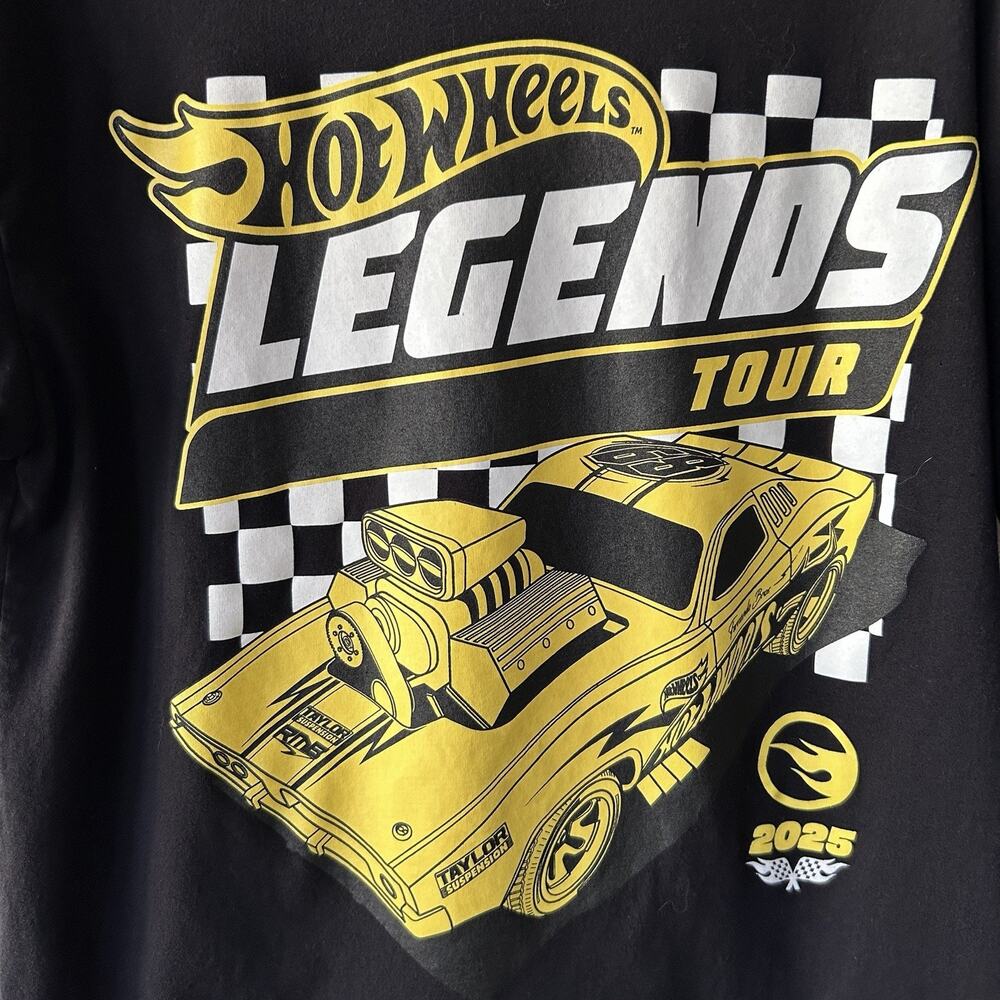 Hot Wheels Legends Tour 2025 Y2K Mens XL Black Graphic Logo Tee Crew Neck Cotton